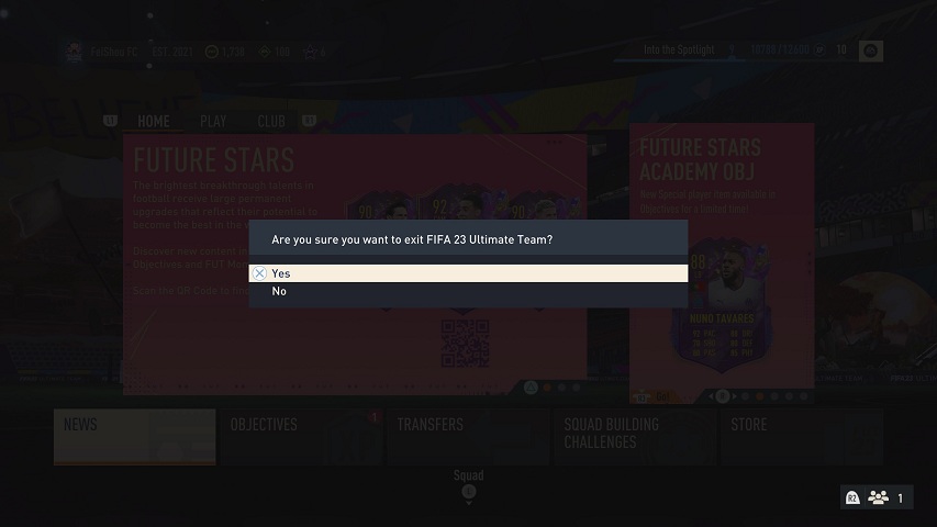 Confirmer Quitter FUT